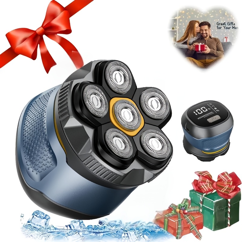 TEMU 6d Men's Electric Shaver, Electric Hair Clipper,, Smart Display, Ipx7 Waterproof Rating, Type-c Charging, Fully Washable, Kit With Nose Hair Trimmer, Men's Beard Trimmer