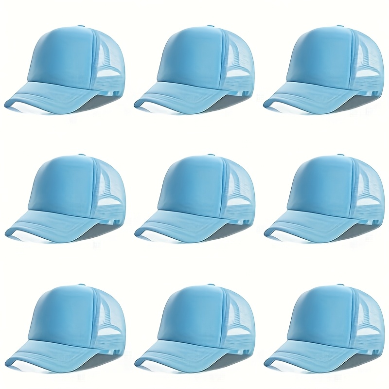 9 Customizable Unisex Breathable Mesh Baseball Caps, Adjustable
