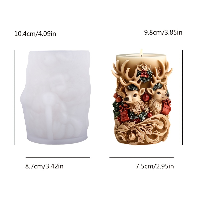 TEMU Christmas Candle Holder With Reindeer - Silicone Mold For Diy Candles, Holiday Decor, And Festive Crafting, Festive Candle Holder | Festive