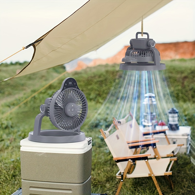 Camping Fan, Lighting Fan Portable with SOS Rescue Light & 2A Fast Charging Power Bank, 10000Mah 20.32 cm Battery Operated Rechargeable USB Fan, 4-Speed Wind Adjustment