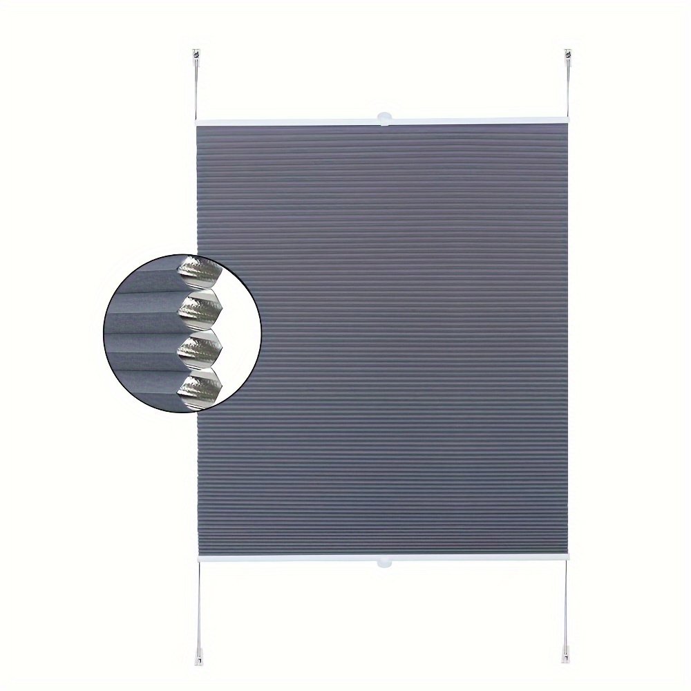 1pc Honeycomb Pleated Blinds No Drilling Required, 2 Color Blackout Insulated Double Pleated Blinds, Privacy Protecting Soundproofing Blinds