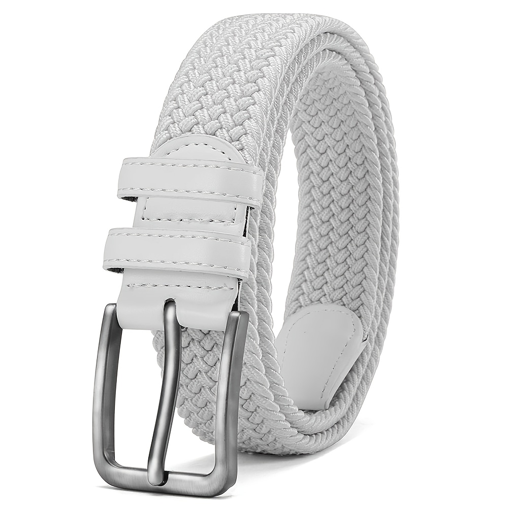 Men's Casual Stretch Golf Belt, Adjustable Woven Fabric Design