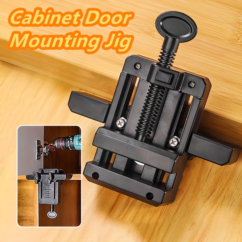 

1pc Adjustable Cabinet Door Mounting Jig - Plastic Installation Positioning Clamp, Aluminum Alloy Hardware Tool For Precise Door Hanging, Fixture