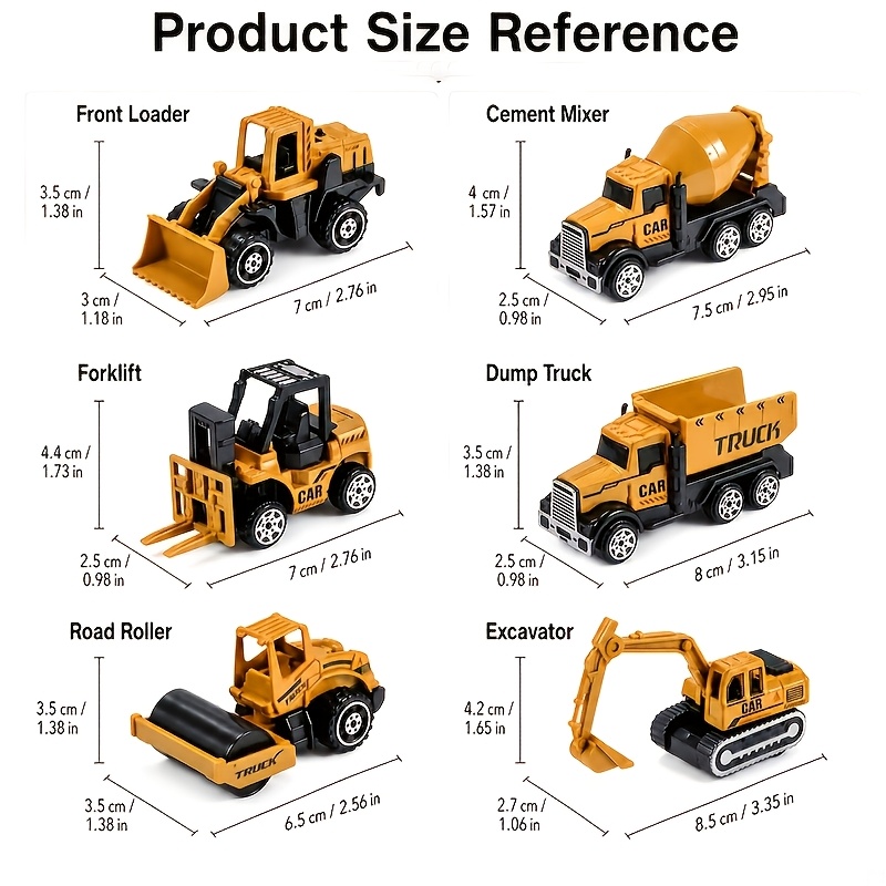 TEMU Alloy Engineering Vehicle Set, Crane Truck Model, Excavator, Tractor, , Bulldozer, Small Cars, Boys' Construction Toys, Children's Birthday And