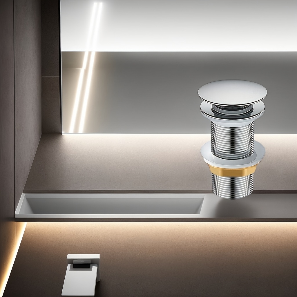 Stainless Steel Pop-Up Sink Drain Stopper with Painted Finish, Suitable for Bathroom and Kitchen Drains, Manual Operation, Matte Black, Golden Pull, Electroplated Silver, Available in Three Colors