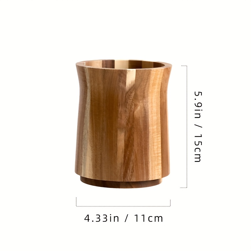 TEMU Acacia Wood Tableware Rack- 360 Â° Rotating Kitchen Storage Box, 7.2inch And 5.9inch Compartments, Natural Wood Farmhouse Style Decoration,