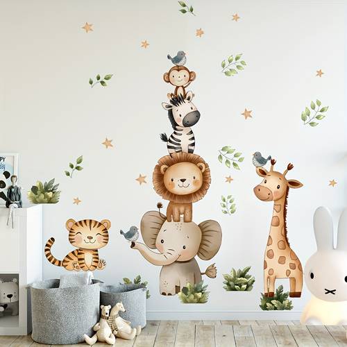 giraffe elephant animal wall decals for bedroom living room sofa background home decor stickers