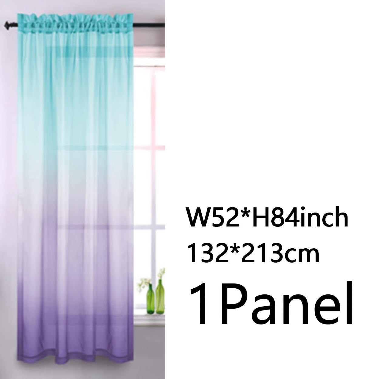 TEMU 1pc Ombre Gradient Sheer Curtain | Polyester, Light-filtering, Rod Pocket, , Uncorded, Use