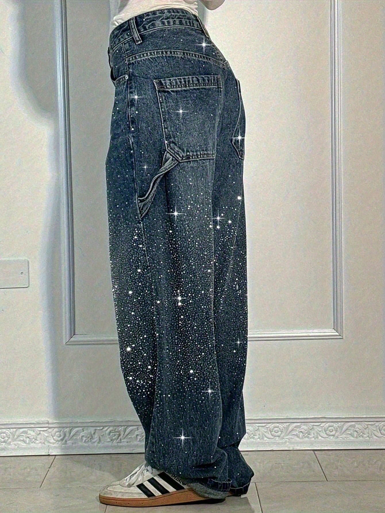 womens     wide leg boyfriend jeans stretchy non see through pants with   everyday formal outfits machine washable denim jeans for women semiformal attire   embellishments denim fabric
