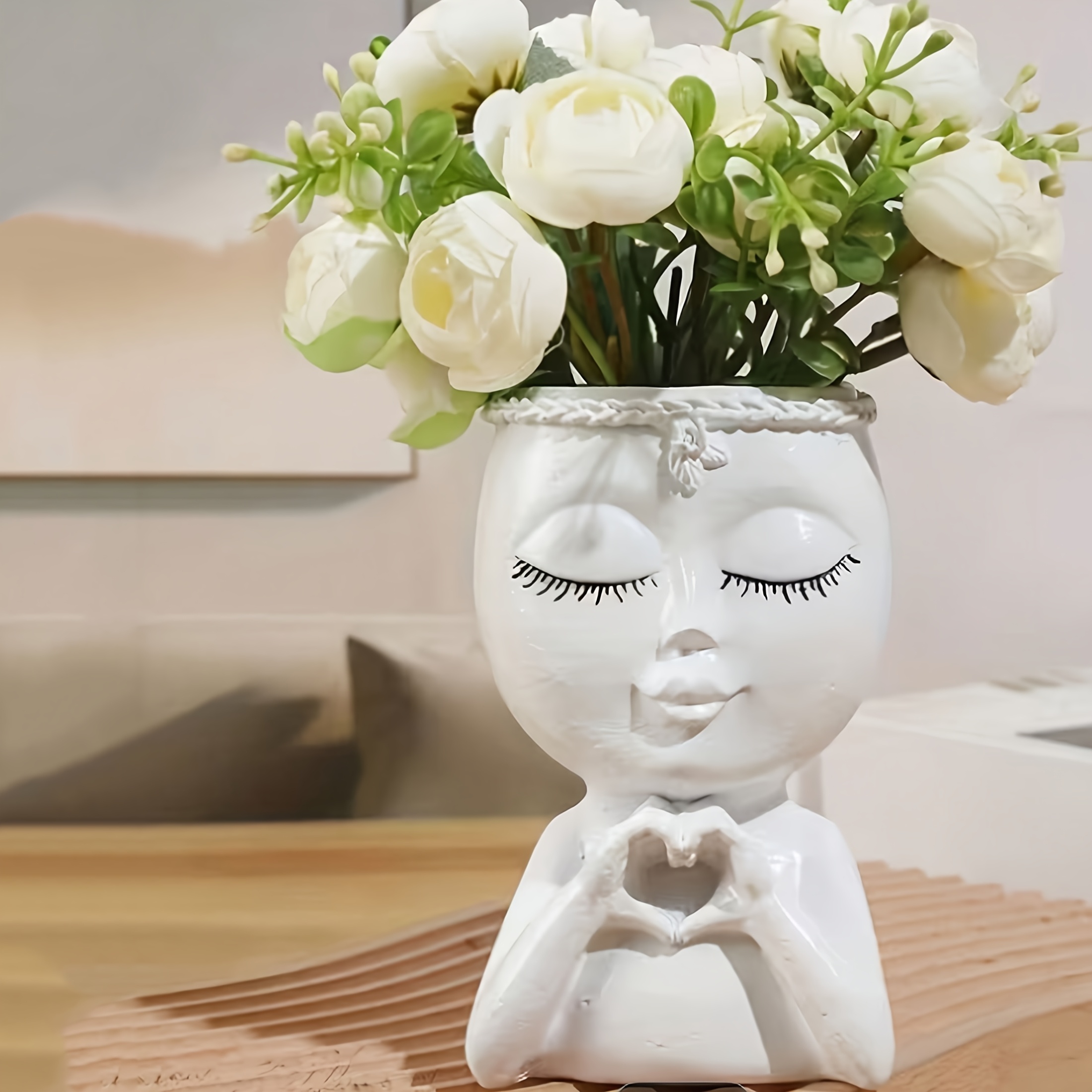 TEMU 1pc Cute Little Girl Design Makeup Brush Storage Bucket, Makeup Brush Holder, Plastic Vase, Multi-functional Storage Bin, Living Room And Desk