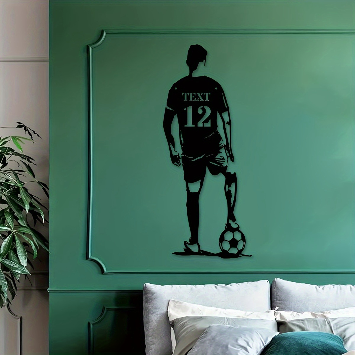 TEMU [customized] 1pc Custom Footballer Metal Wall Decor, Personalized Footballer Logo, Farmhouse Kitchen Decor, Living Room Office Decor, Metal