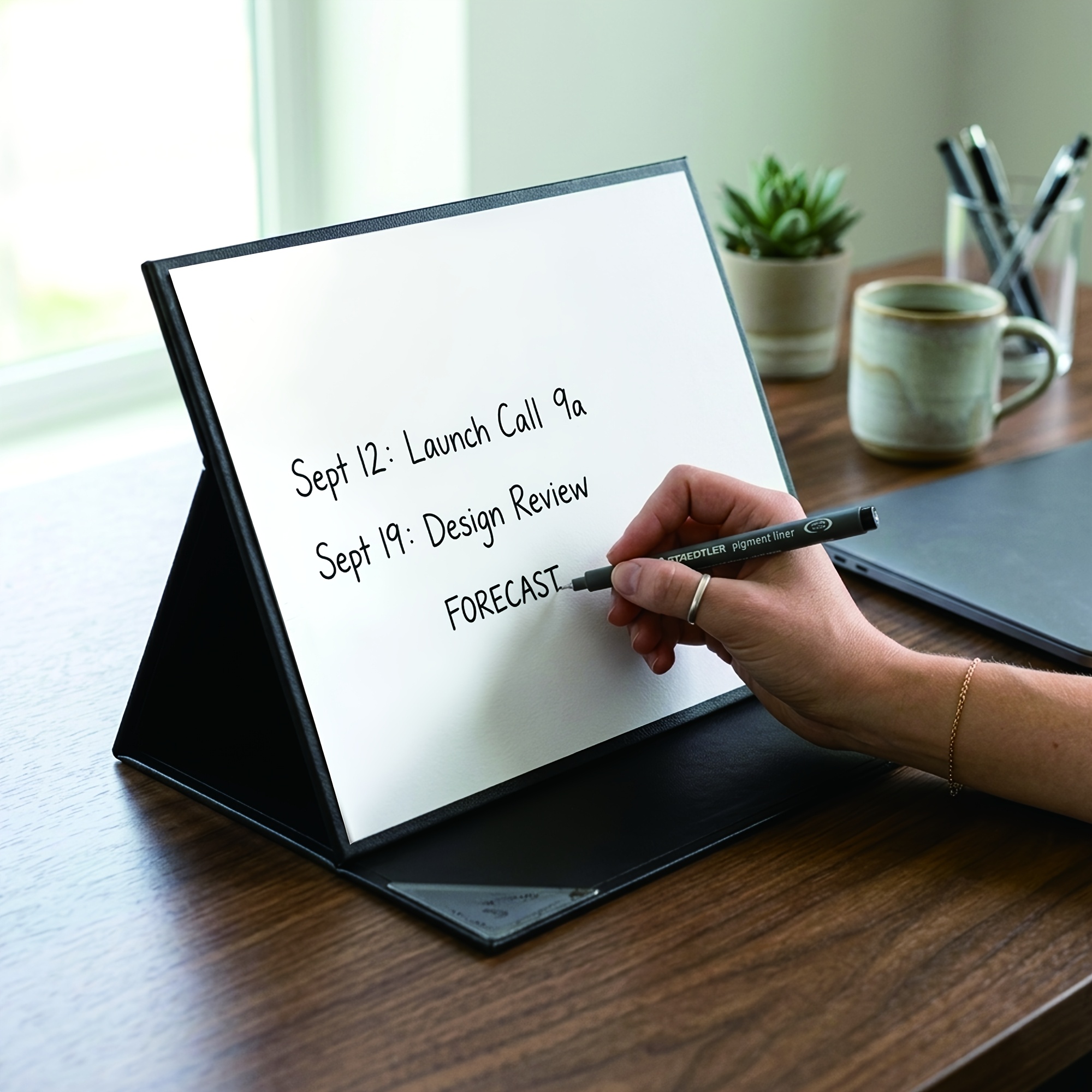 TEMU Blanc A4 Pliable Effaçable à Sec, 11.6 X 8.39 Pouces, Blanc Portable de Bureau avec Support Style Chevalet, d'Écriture de Table Triplé, Blanc