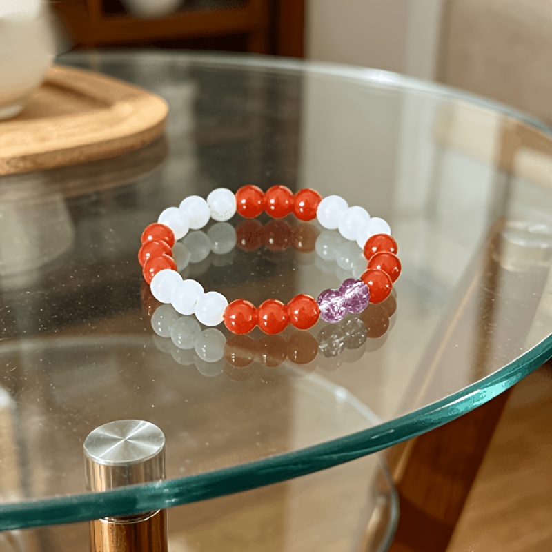 Translucent Multicolor Bead Bracelet, Casual Style