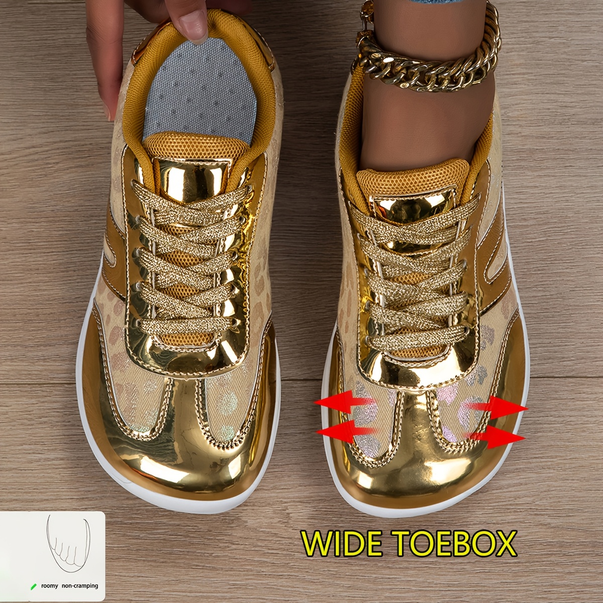TEMU Lace Fat Wide Toe Casual Sports Shoes, Breathable Design, Suitable For Middle-aged And Elderly, Wide Feet, Overweight, , Soft And Comfortable,