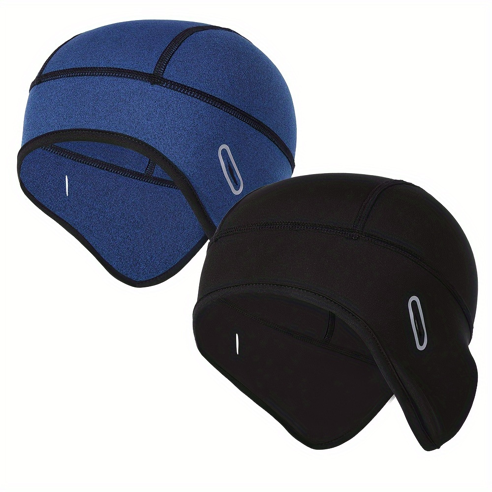 Image of Set Of 2 Winter Hats For Men And Women, Featuring A Cozy Fleece Design With An Opening For Glasses, Ideal For Activities Like Running, Skiing, And Cycling
