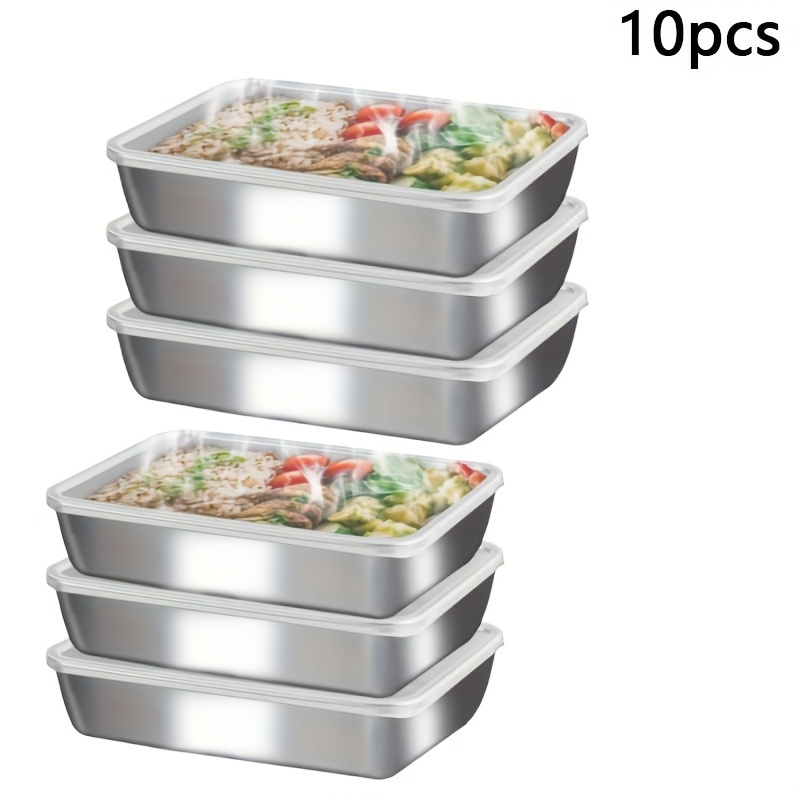 

10pcs Large Stainless Steel Food Storage Containers With Leakproof Transparent - Bpa-free, Dishwasher Safe, & Non-toxic For Kitchen And Outdoor Use, Food Storage Containers