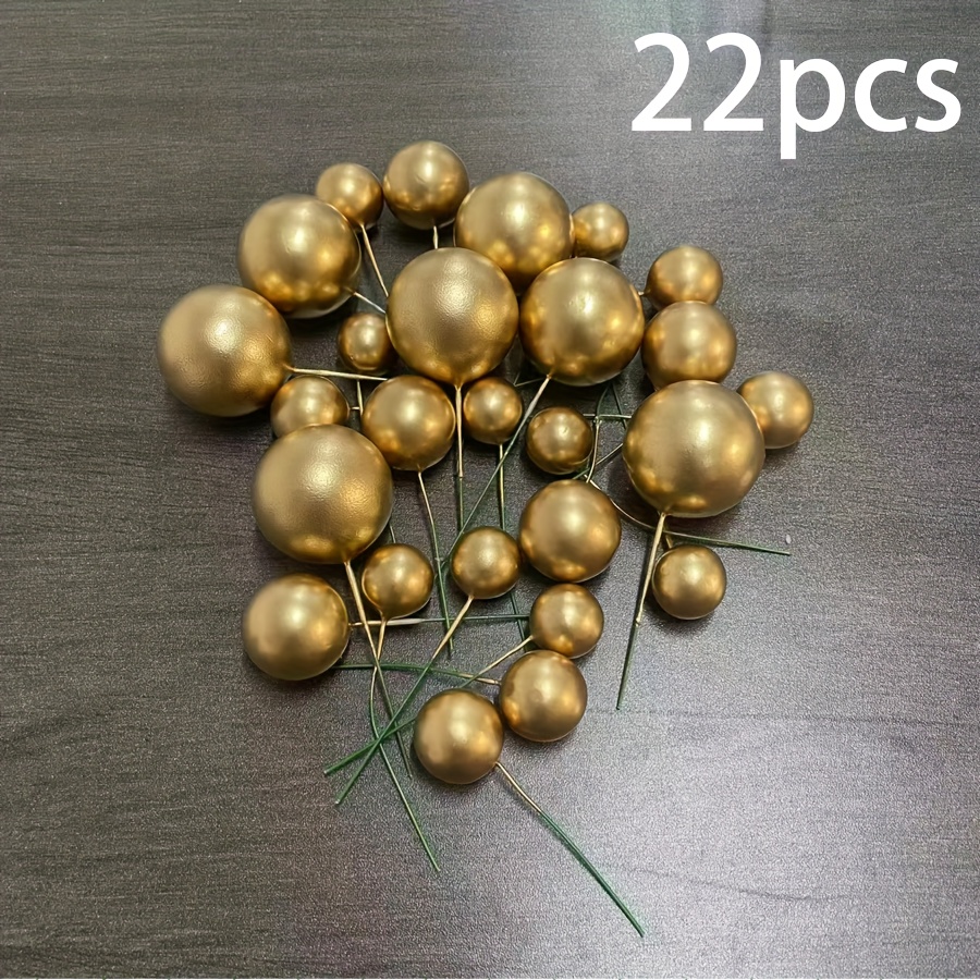 Image of 22pcs Decorating Ball Set, Spherical Cake Toppers With Sticks, Mini Cake Top Decorations For Birthday, Wedding, And Holiday Party Supplies