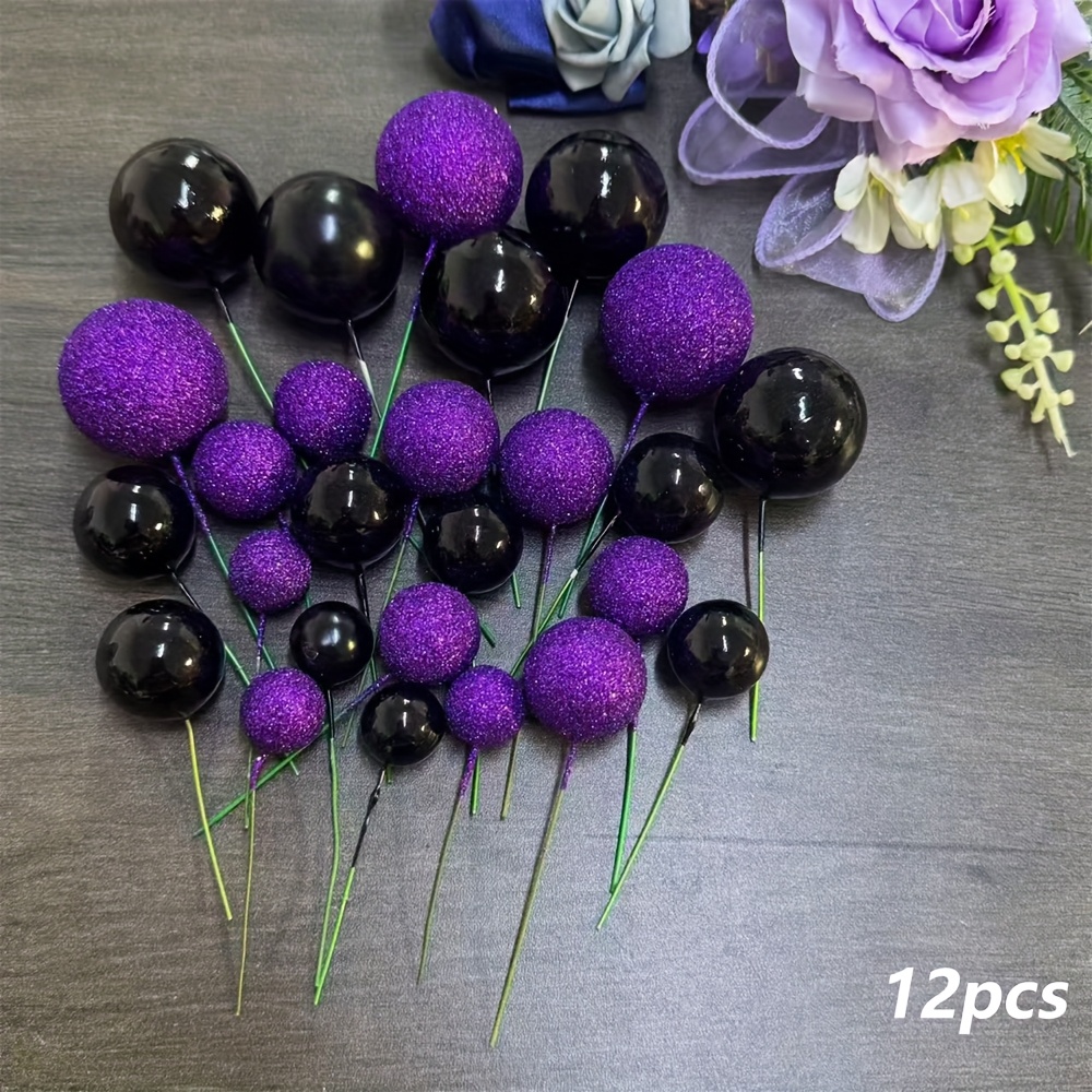 Purple Black Foam Cake Ball Decorations, Suitable For Weddings, Engagements, Birthdays, Thanksgiving, Christmas, Halloween, Party Baking Decorations Atmosphere Decorations