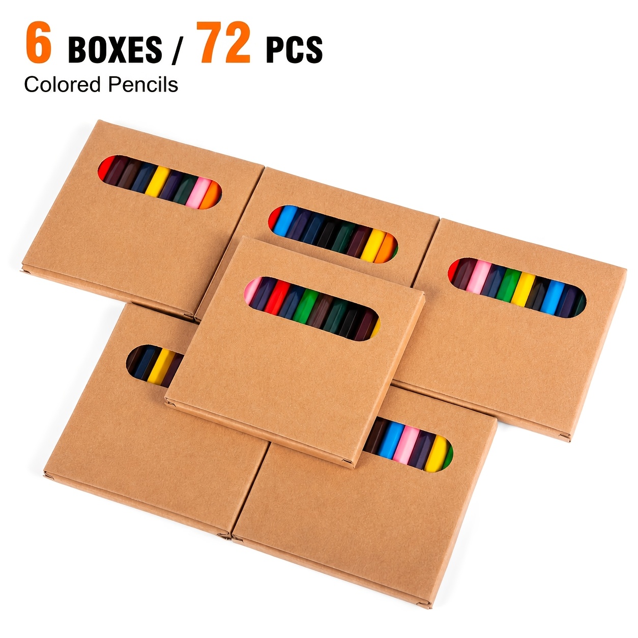 TEMU Set da 72 corte mini, 6 scatole, scatola portatile pre-affilata con finestra , per schizzi / su /cancelleria portatile/regali per le feste, uso
