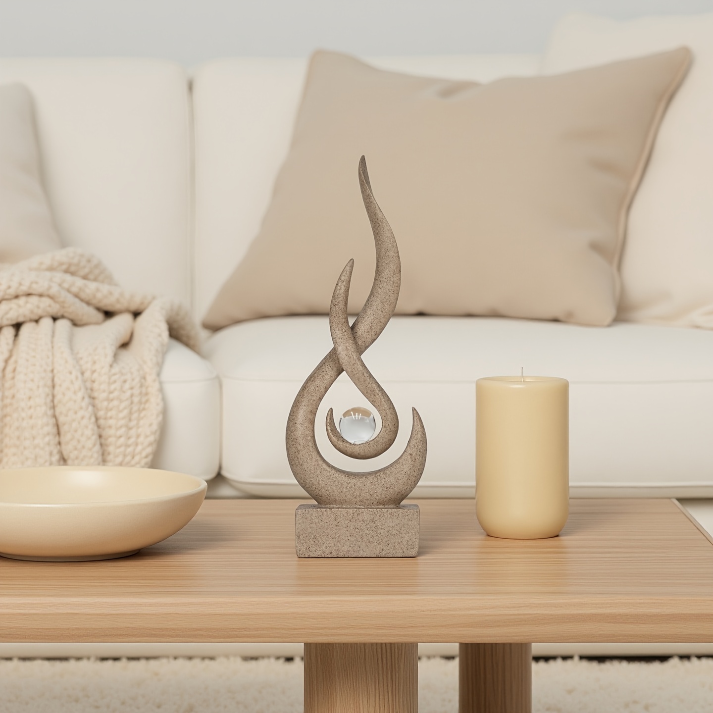 E-shop Sammelfigur, 1 Stück handgefertigte -Shui-Flamme & Kristallstatue - Moderne abstrakte -Optik Resin-Figur mit Flammenbasis & Kristall für