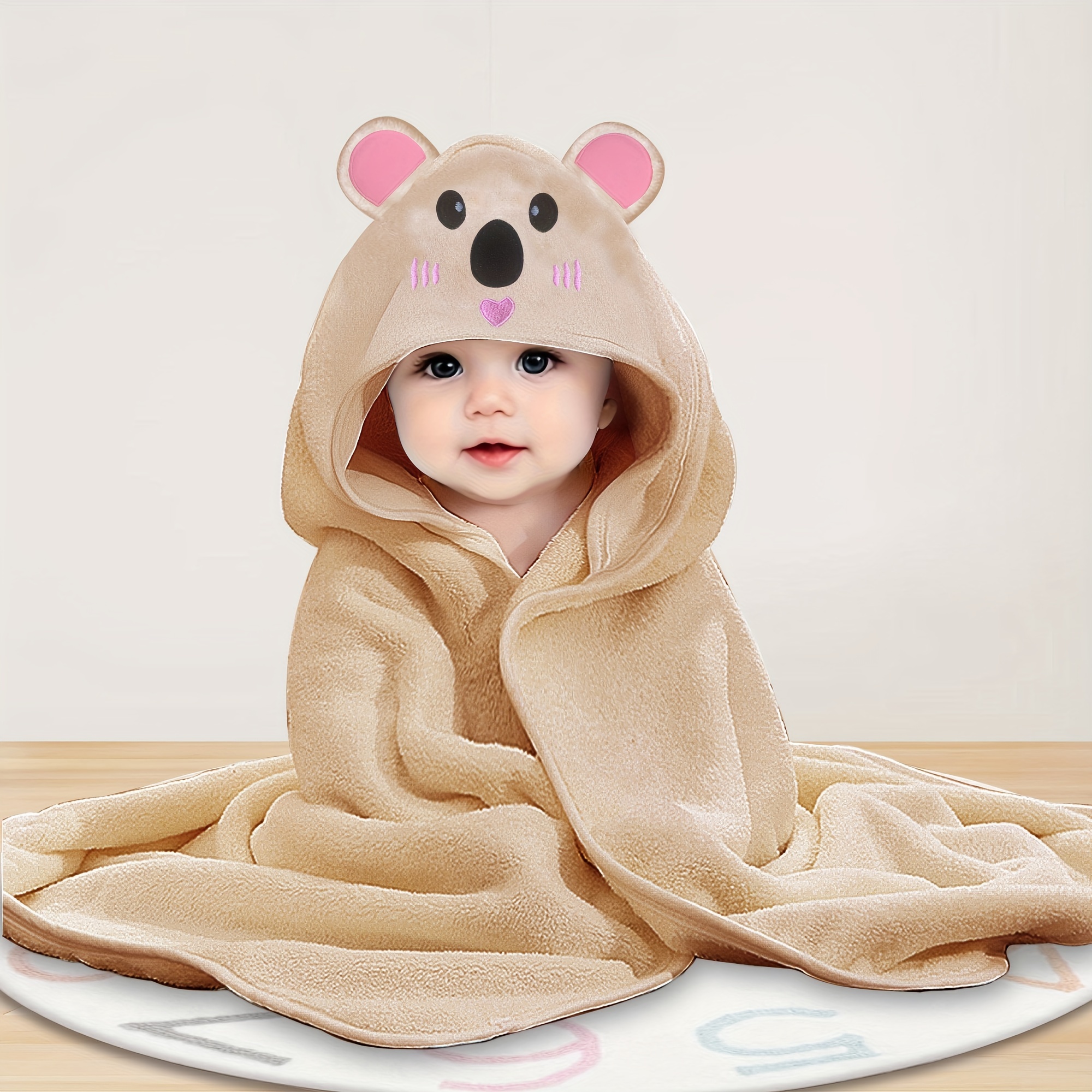 

Ultra-soft Microfiber Baby Hooded Bath Towel - Cute Cartoon Design, Perfect For Newborns To 8 Years, Ideal For Beach & Bath Time