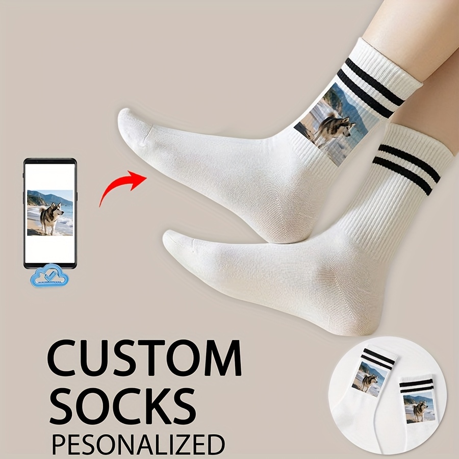 E-shop 1 Paar personalisierte Gesichts-Socken für Paare - Personalisierte Mid Tube Socken mit interessanten Photodesigns, perfekte Geschenke für