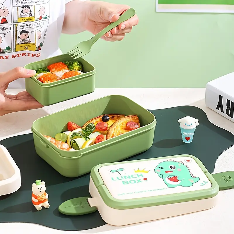Bento Box Cartoon Per Bambini - Cute Burger Design Microonde Sicuro - Foto 5