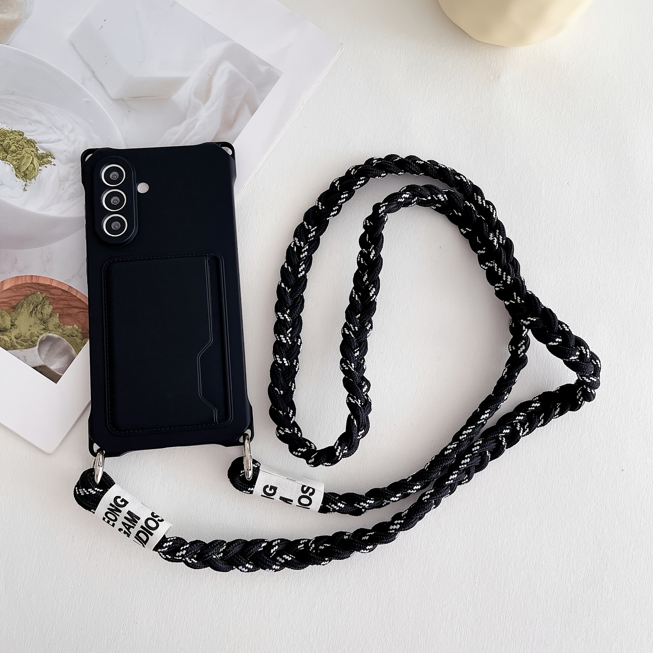 TEMU Phone Case - For 's New S25uitra 4 Corner Anti Drop Liquid Card Phone Case With Braided Rope, Back, Convenient For Hanging When Going Out