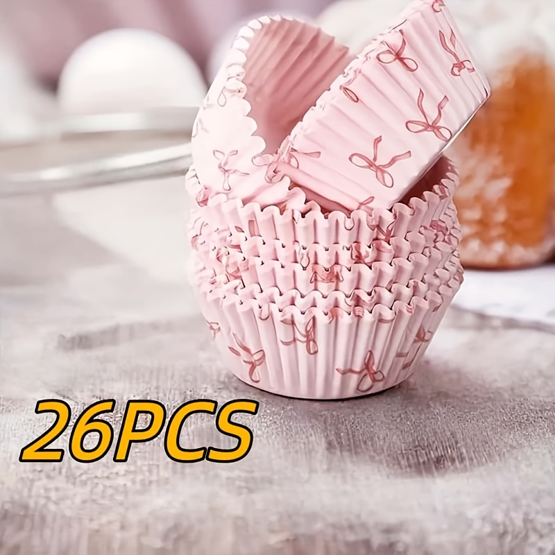 26/48pcs Paper Cupcake Liners | 7x5x3cm Baking Cupcake Papers, Perfect For Weddings, Birthdays, Valentine's Day, And Occasions