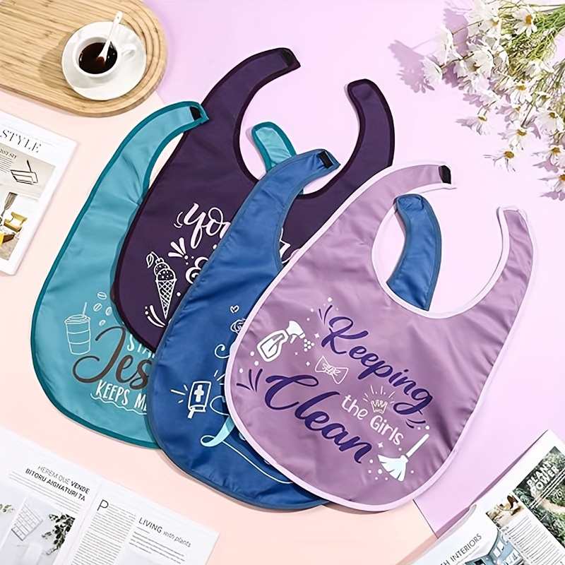 4pcs Set Of Adult Large Size Bibs For Eating Protection Cover Washing Bib Drool Towel Christmas Thanksgiving