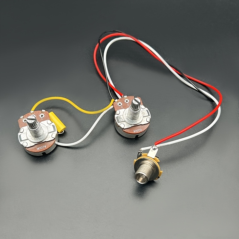 Pre-Wired Guitar Kit, DIY Guitar Electronics, Guitar Input Jack Kit, Wire Harness Pre-Wire Kits with 1 Volume, 1 Tone, 1 Input Jack, Standard Wiring Layout, Durable Harness Design, Reliable Wire, Red Guitar Components