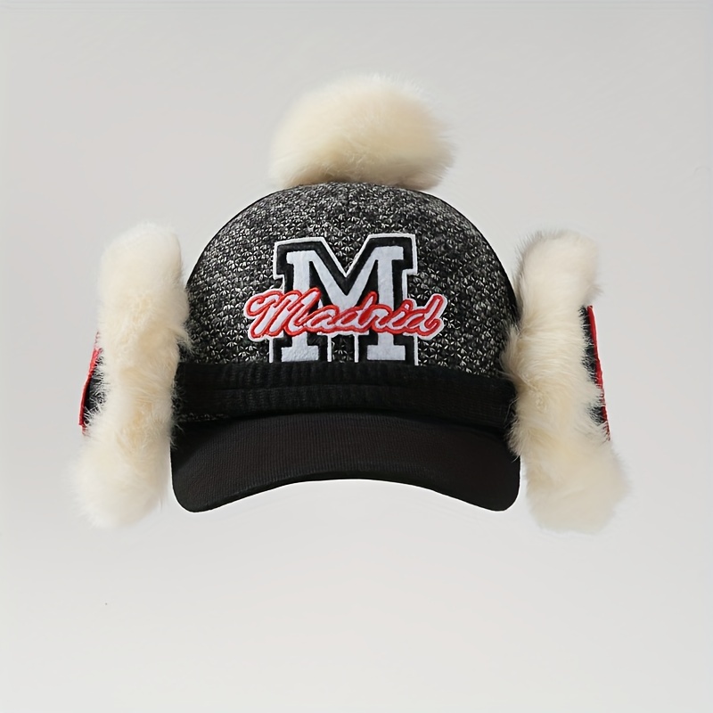 

1pc Polyester Cap Detachable Fur And , Hat