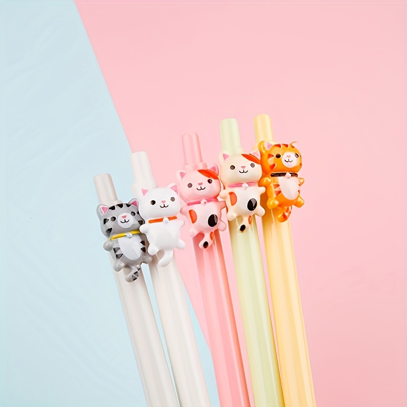 

5-piece Cute Cartoon Cat Gel Pens - Perfect For Students & Writing Stationery, Ideal Mother's Day Gift