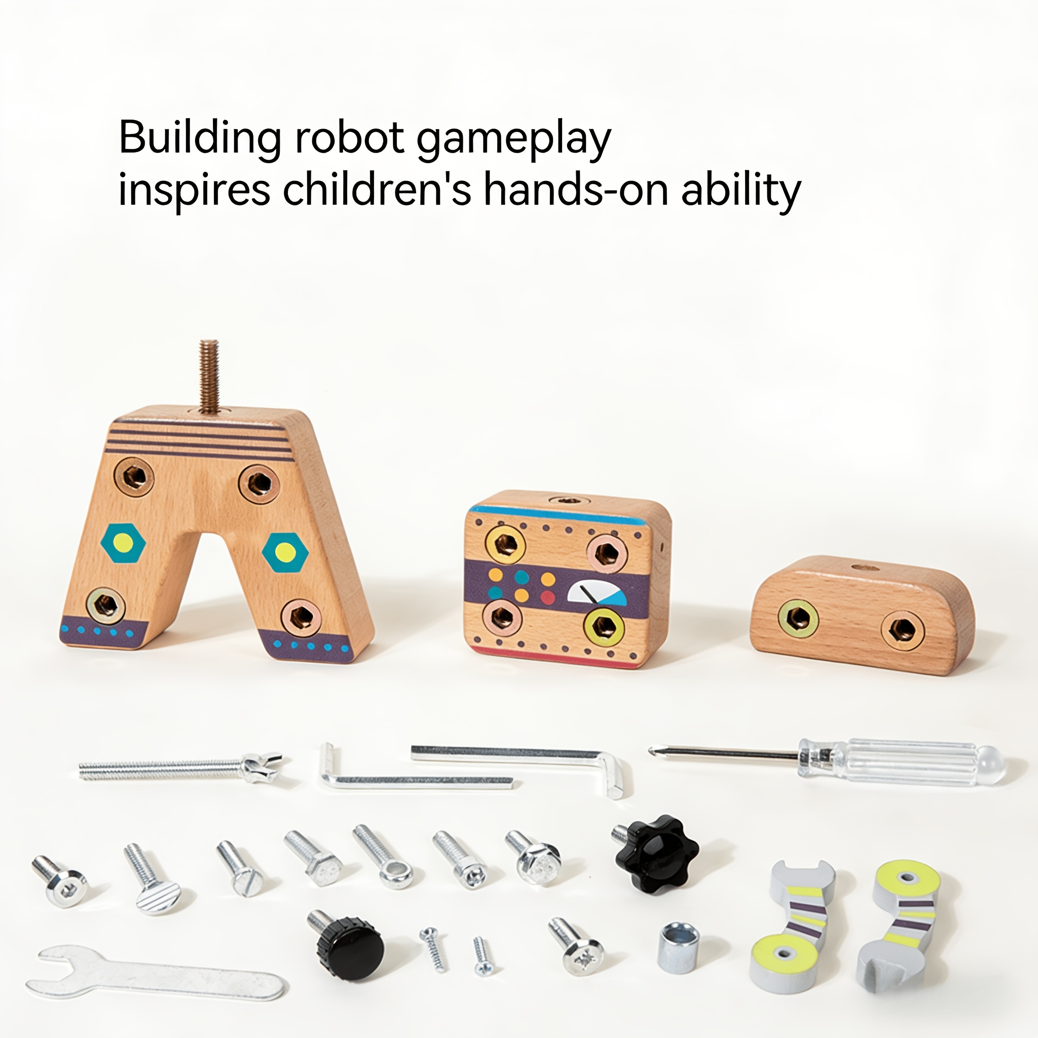 Wooden Screw Robot Assembly Toy for Kids
