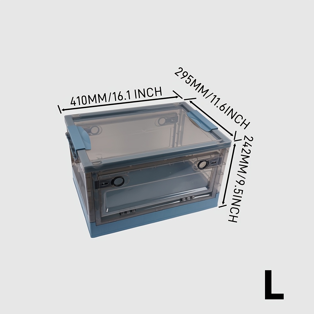 large capacity brown foldable storage box with transparent visibility three way opening for quick folding and storage   with detachable casters for   and a portable pull handle for effortless opening Product details 5