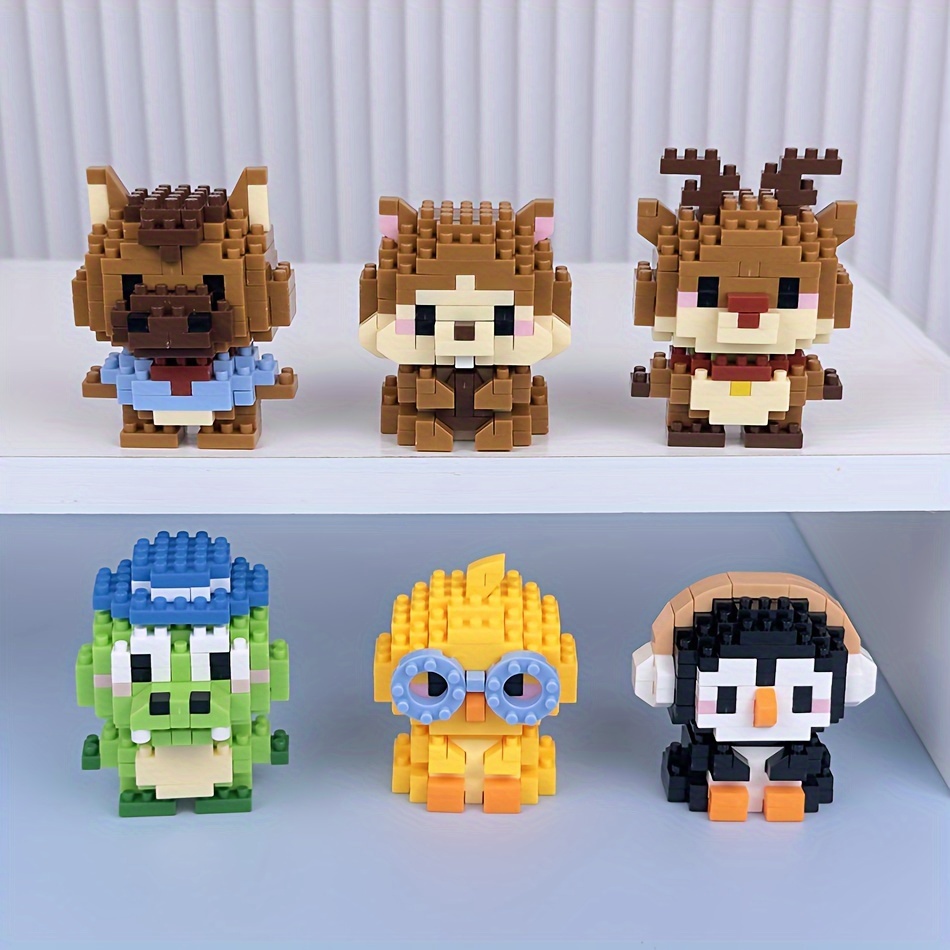 12pcs Mini Animal Building Blocks Set - Lion Elephant Goat Chicken