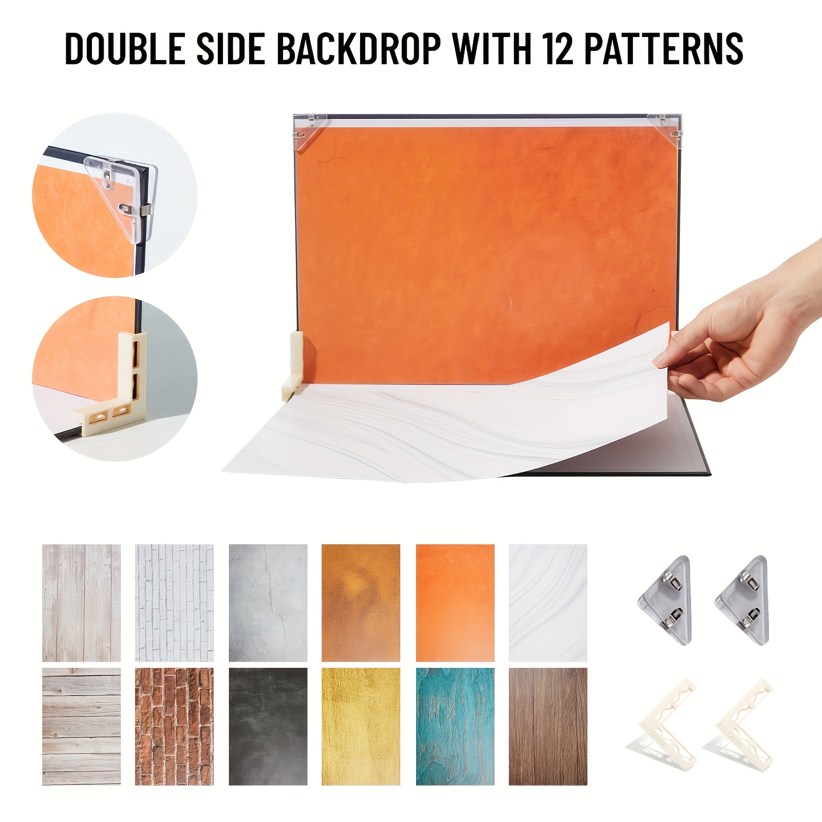 Image of Photo Backdrop Boards Product For Photography, 6pcs 12 Patterns Doubled Sided Food Backdrop Kit(16x11.5 Inch), Flat Lay Props For Small Product, Food, Jewelry, Cosmetics(without Back Panel)