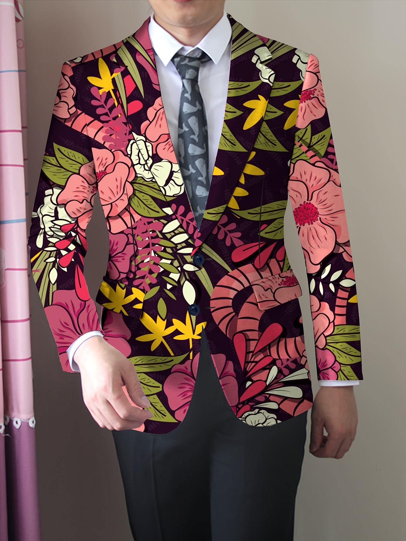 mens fit dark green turquoise floral print Temu United Arab Emirates