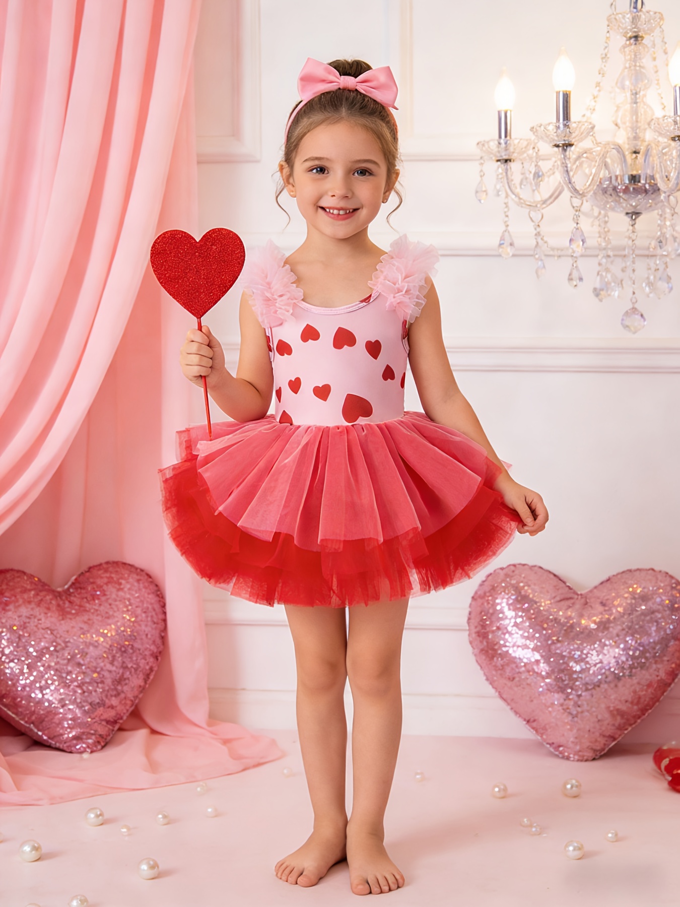 new valentines day girls ballet dress featuring heart bow - Temu Canada