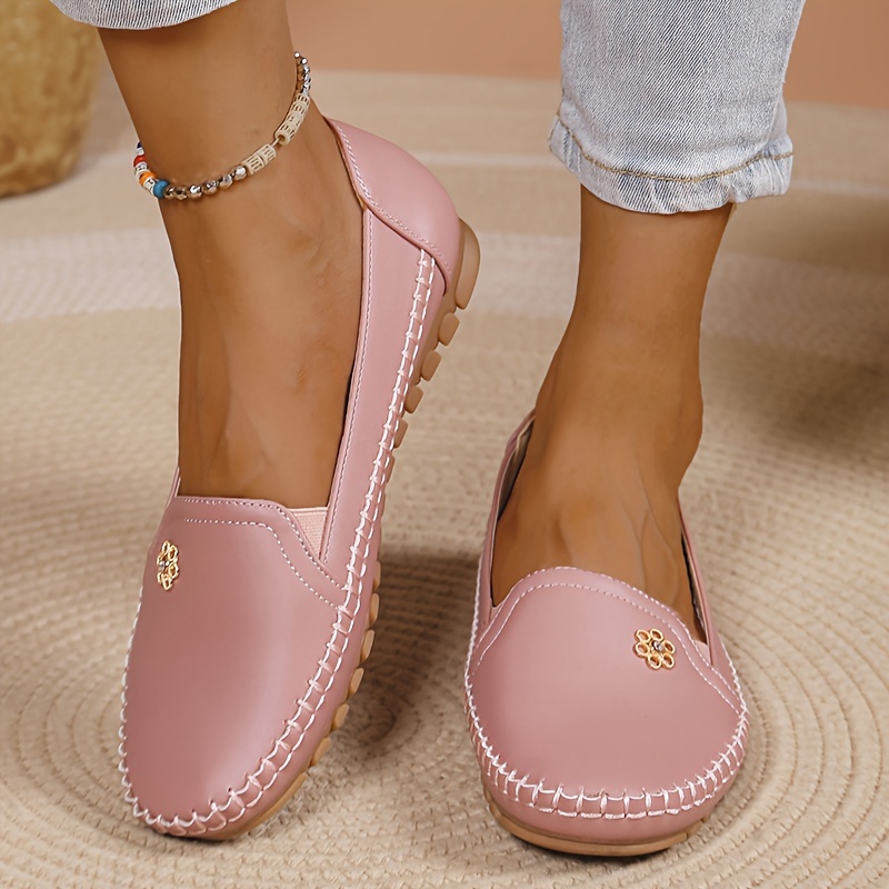 women s solid color flat loafers casual slip soft sole shoes details 17