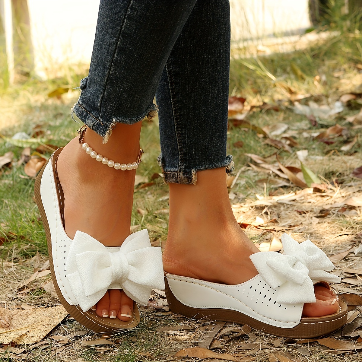 Zapatos de Boda para Mujer con y Correa en el Tobillo Plataforma Cuña  Gruesa Deslizable Cubierta Puntera Novia Ideal para Playa,