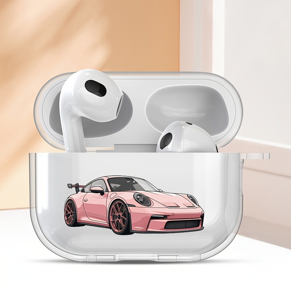 TEMU A Stylish And Creative Minimalist Pink Sports Car Pattern Soft Airpods 4/3/2/airpods Pro 2/pro Case, Suitable As A Gift For Girlfriends, ,
