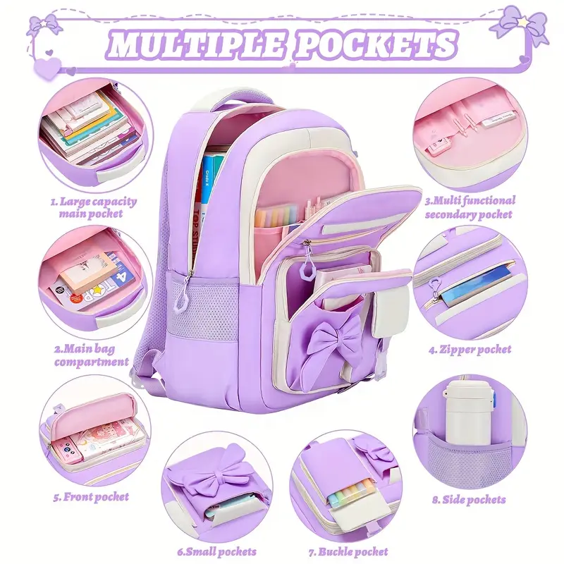 3pcs bow teenagers casual backpack handbag set 15 6 inch - Temu Germany 3pcs bow teenagers casual backpack handbag set 15 6 inch - Temu Germany