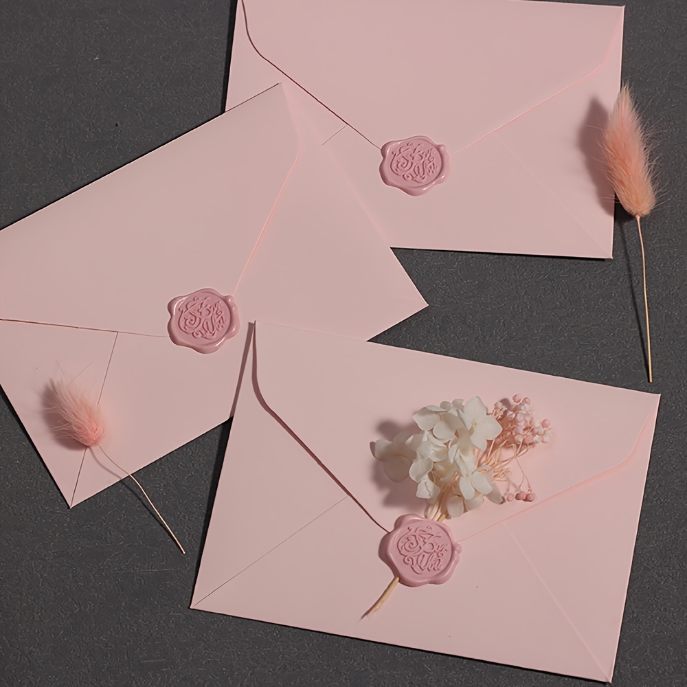 E-shop 5 Stk. romantische rosa Umschläge, ästhetisches frisch gestyltes Umschlag-Set, einfache romantische Liebesbriefumschläge mit Wachssiegeln,