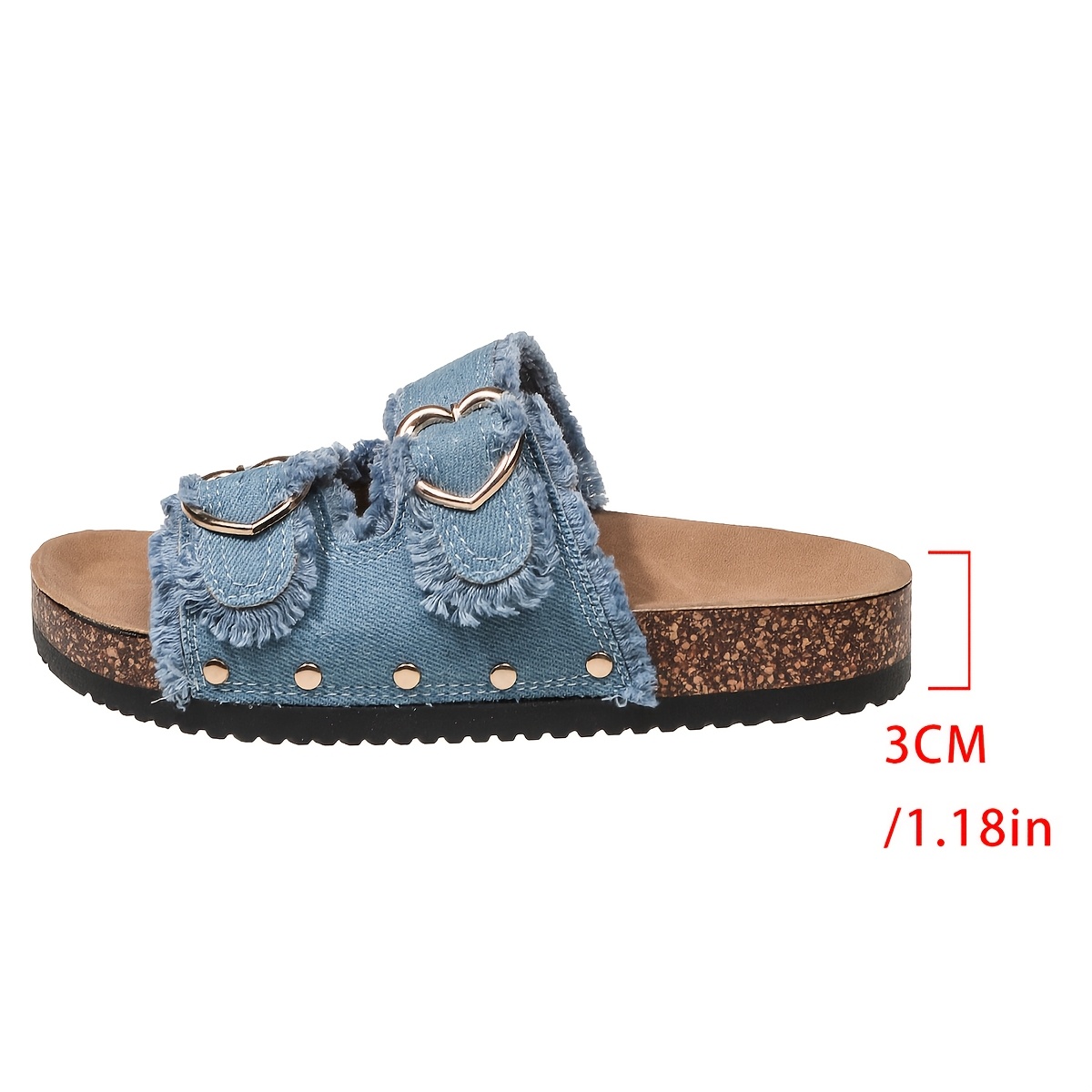 Image of Women's Fashion Summer New Style Heart Rivet Tassel Platform Slip-on Slippers, Versatile For Daily Wear, Beach Vacation, And Casual , Women Shoes