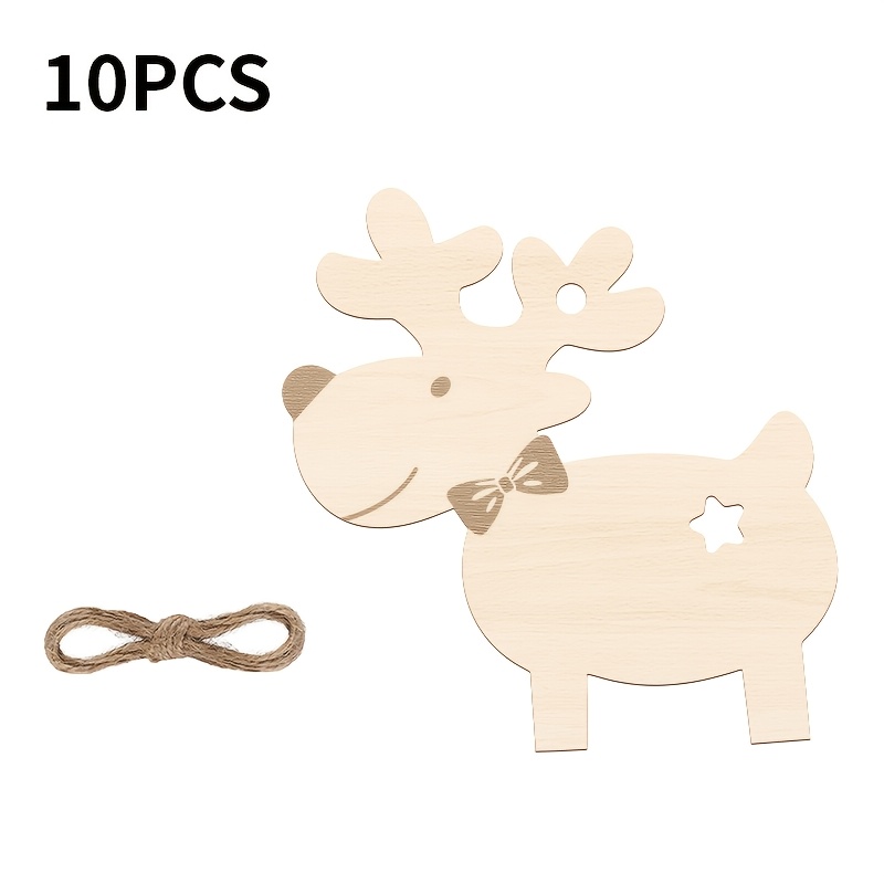 TEMU 10 pz Ornamenti a Forma di in Legno Adatti per Decorazioni 'Albero di Natale con Ganci in Spago, Decorazione da Appendere a Renna per