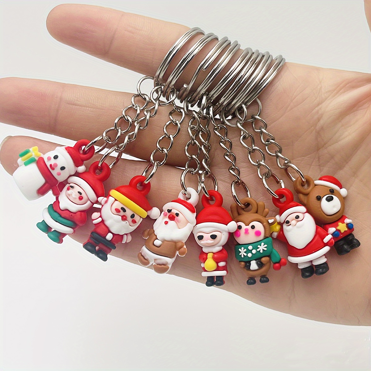 

8pcs Set Of Christmas Keychains - Pvc & , Favors And Bag Accessories