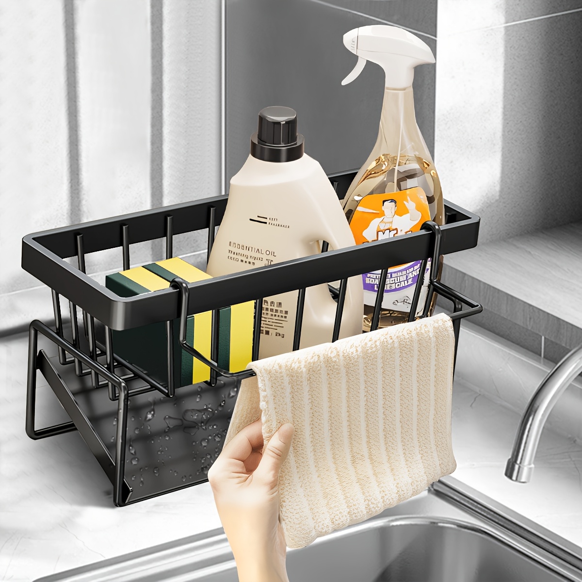 

Kitchen Sink Organizer, Kitchen Sink Sponge Organizer, Rustproof 304 Stainless Steel Sponge Organizer, Bathroom And Kitchen Utensils Sponge Organizer, Shelf Baskets