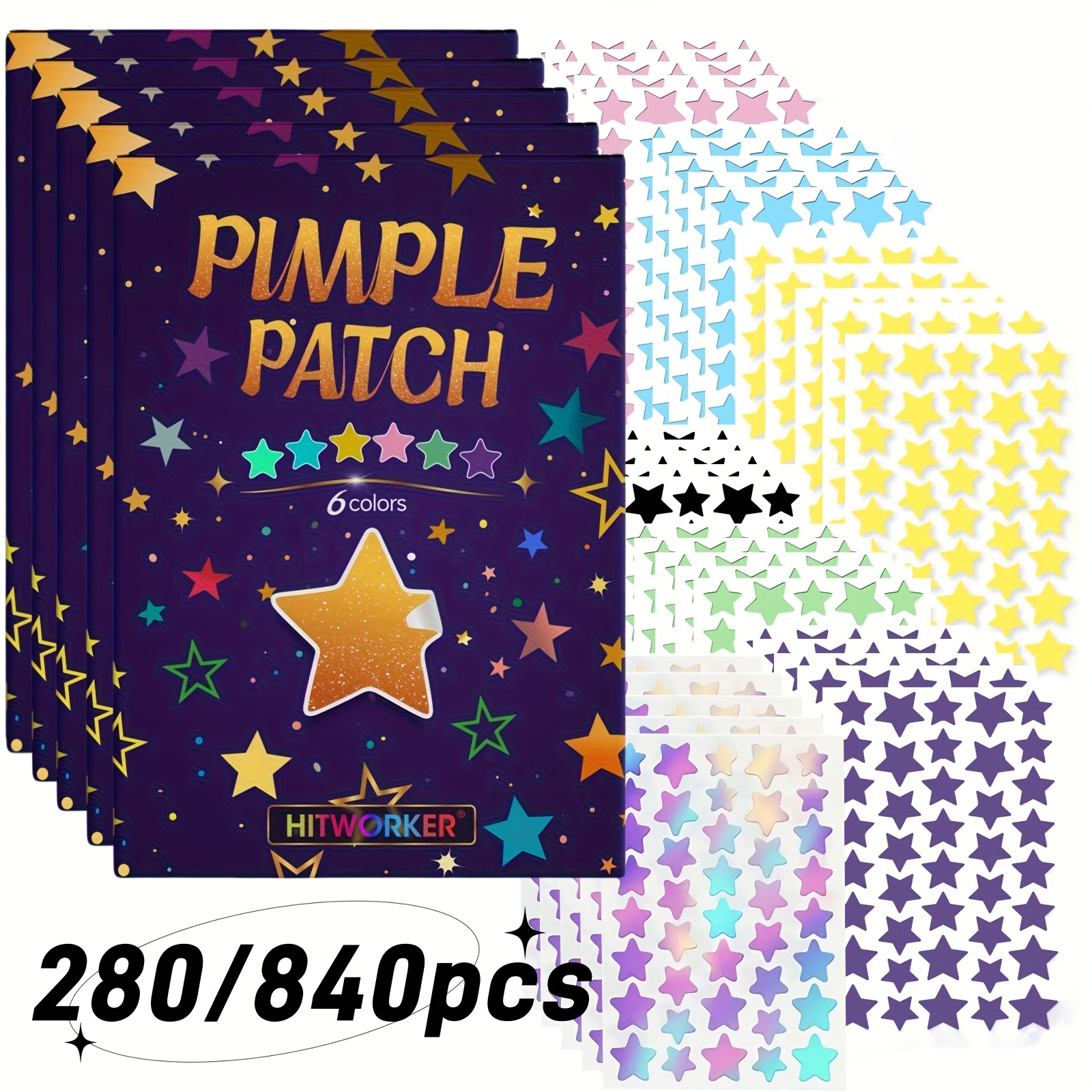 840 colorful star shaped patches that are gentle and non irritating 280 zero blemish cover patches designed for everyday facial use and personal care vibrant care with all day stickiness that   off
