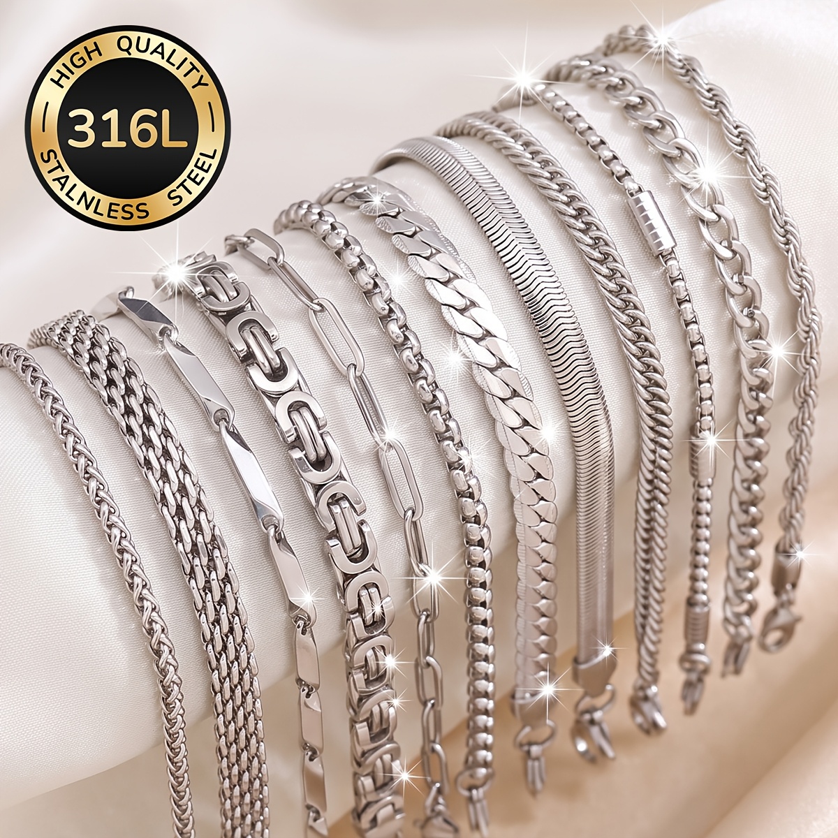 TEMU 4pcs Set (random) 316l High-quality 316l Stainless Steel Bracelet Is Waterproof And , Suitable For Men To Wear. Men's Jewelry Set, Fashionable